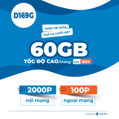 Gói D169G - Gói cước sim trả trước vinaphone 169.000đ/1 tháng