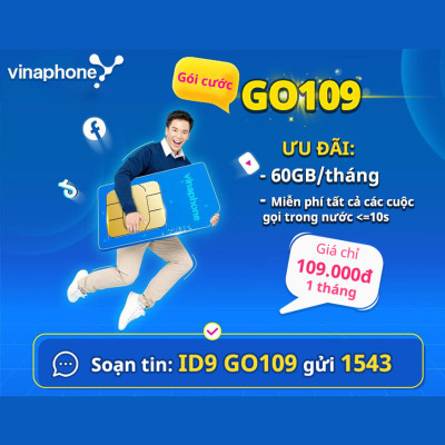 Gói GO109 - Gói cước sim trả trước vinaphone 109.000đ/1 tháng