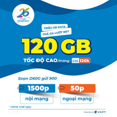 Gói D60G - Gói cước sim trả trước vinaphone 300.000đ/3 tháng