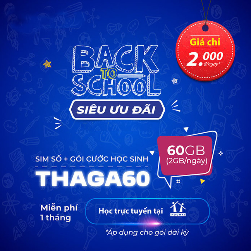 Gói THAGA60 - Gói cước DATA vinaphone 60.000đ/1 tháng