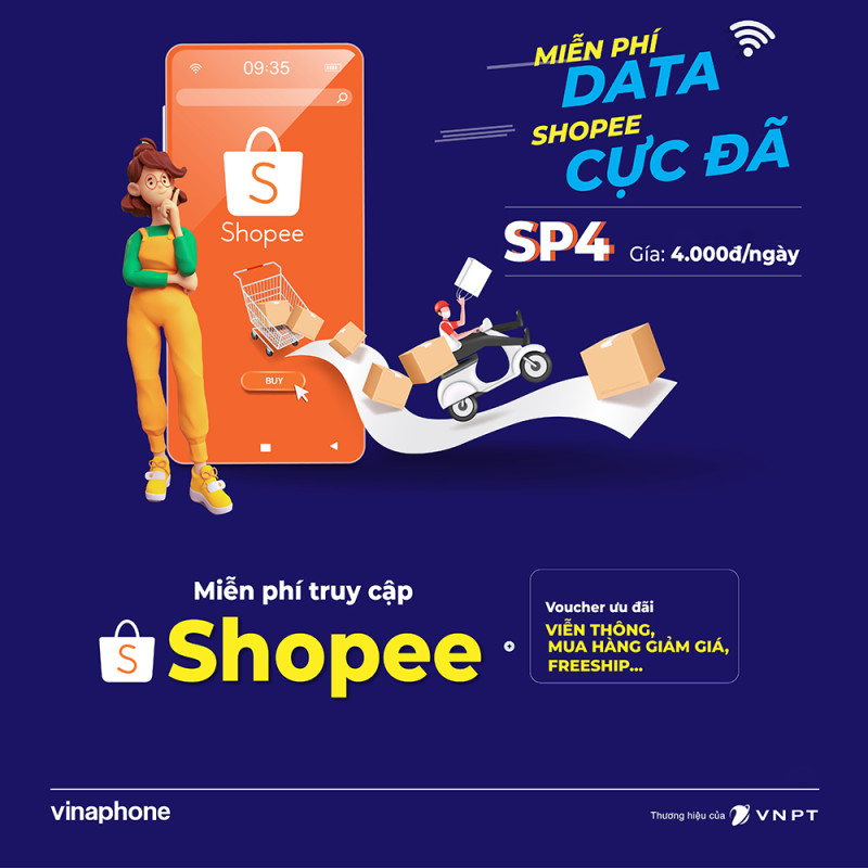 Gói Shopee SP4 - Gói cước DATA vinaphone 4.000đ/1 ngày