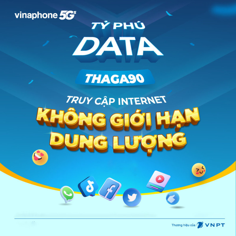 Gói THAGA90 - Gói cước DATA vinaphone 90.000đ/1 tháng